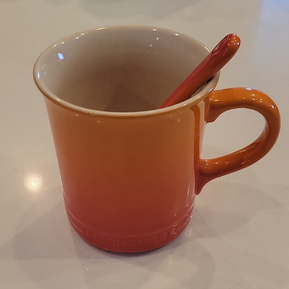 Le Creuset Flame Orange Mug With Matching Cafe Spoon